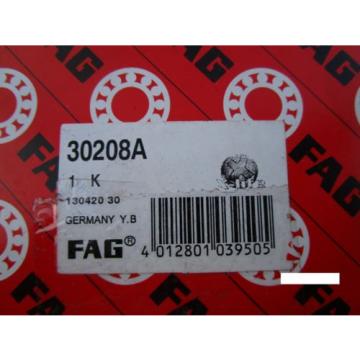 FAG 30208A, Tapered Roller Bearing Cone &amp; Cup Set(=2 KOYO, NTN, NSK, SKF,Timken)