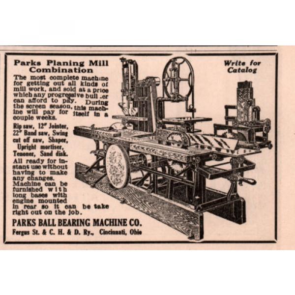 AD LOT OF 2   1915 - 17 A  ADS PARKS BALL BEARING MACHINE CO PLANING MILL #1 image