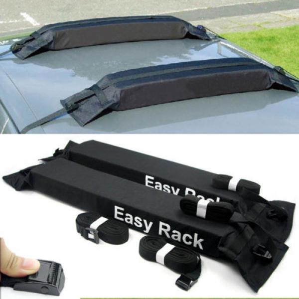 Universal Auto Soft Car Van Roof Top Rack Carrier Luggage Easy Rack Black 2 Pcs #1 image