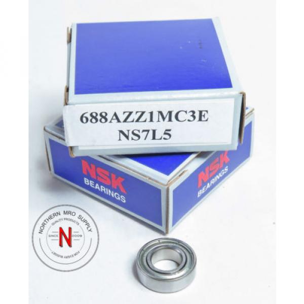 NSK 688-ZZ-C3 DEEP GROOVE BALL BEARING, 8mm x 16mm x 5mm, FIT C3, DBL SEAL #3 image