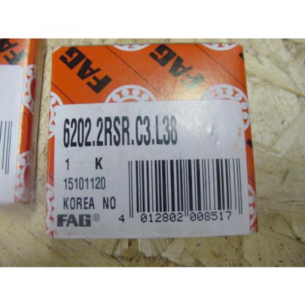 Lot of 2 FAG 6202-2Z 6202.2RSR.C3.L38 Ball Bearings 15x35mm Free Shipping! #3 image