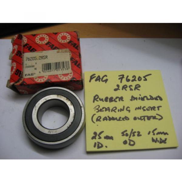 FAG 76205 2RSR ball bearing. Rubber shielded.  Radiused outer. #1 image